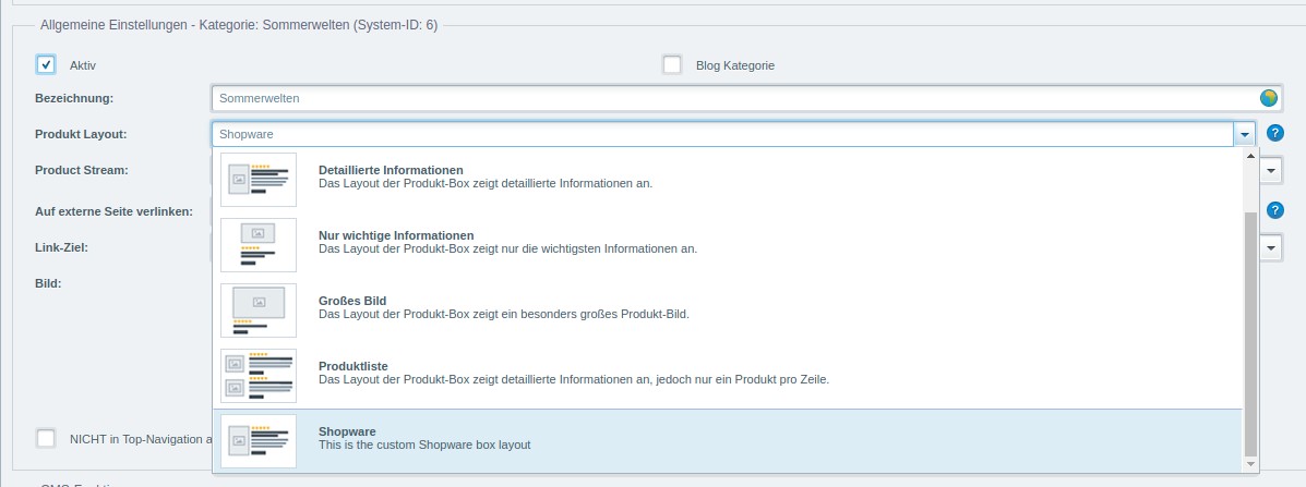 Custom product box layout