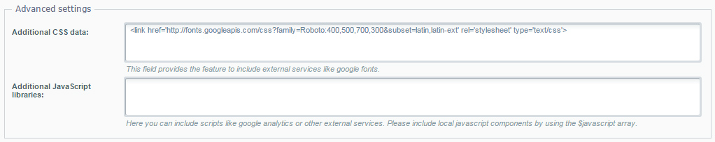 Theme configuration - external resources