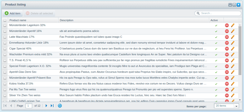 Product listing with extended configuration