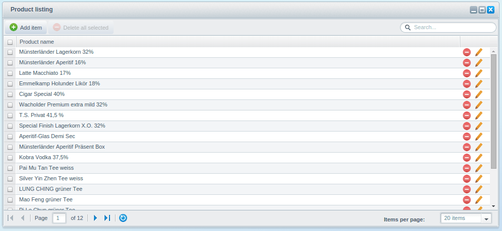 Product listing with rendered column name