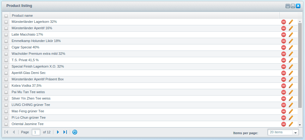 Product listing without toolbar