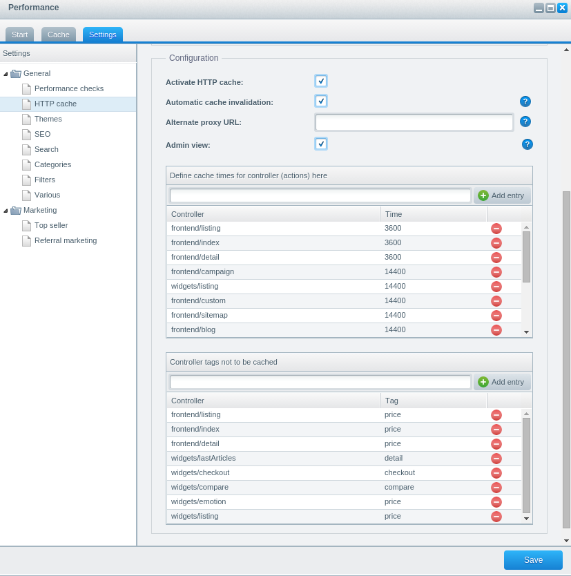 Cache backend config