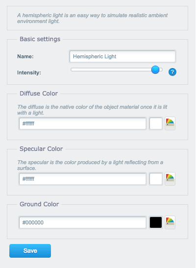 Hemisphere Light settings